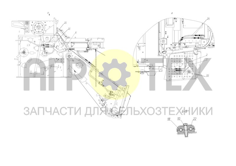 Чертеж Подключение гидрооборудования камеры наклонной (S300.09.64.200А)